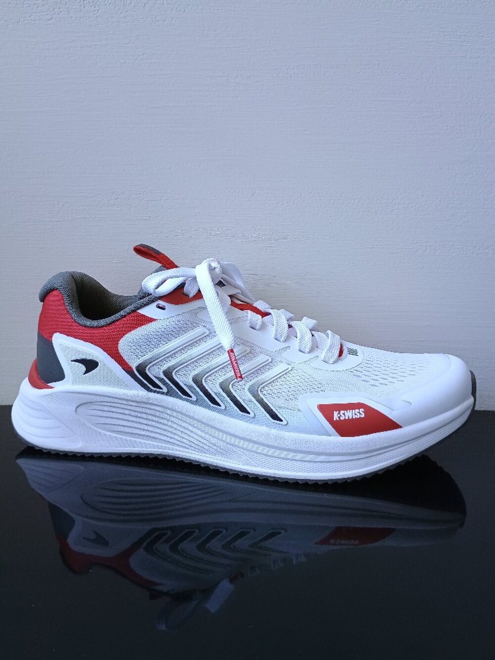 K-Swiss x McLaren Aero-Active Women's Lightweight Sneaker in White/Aurora Red